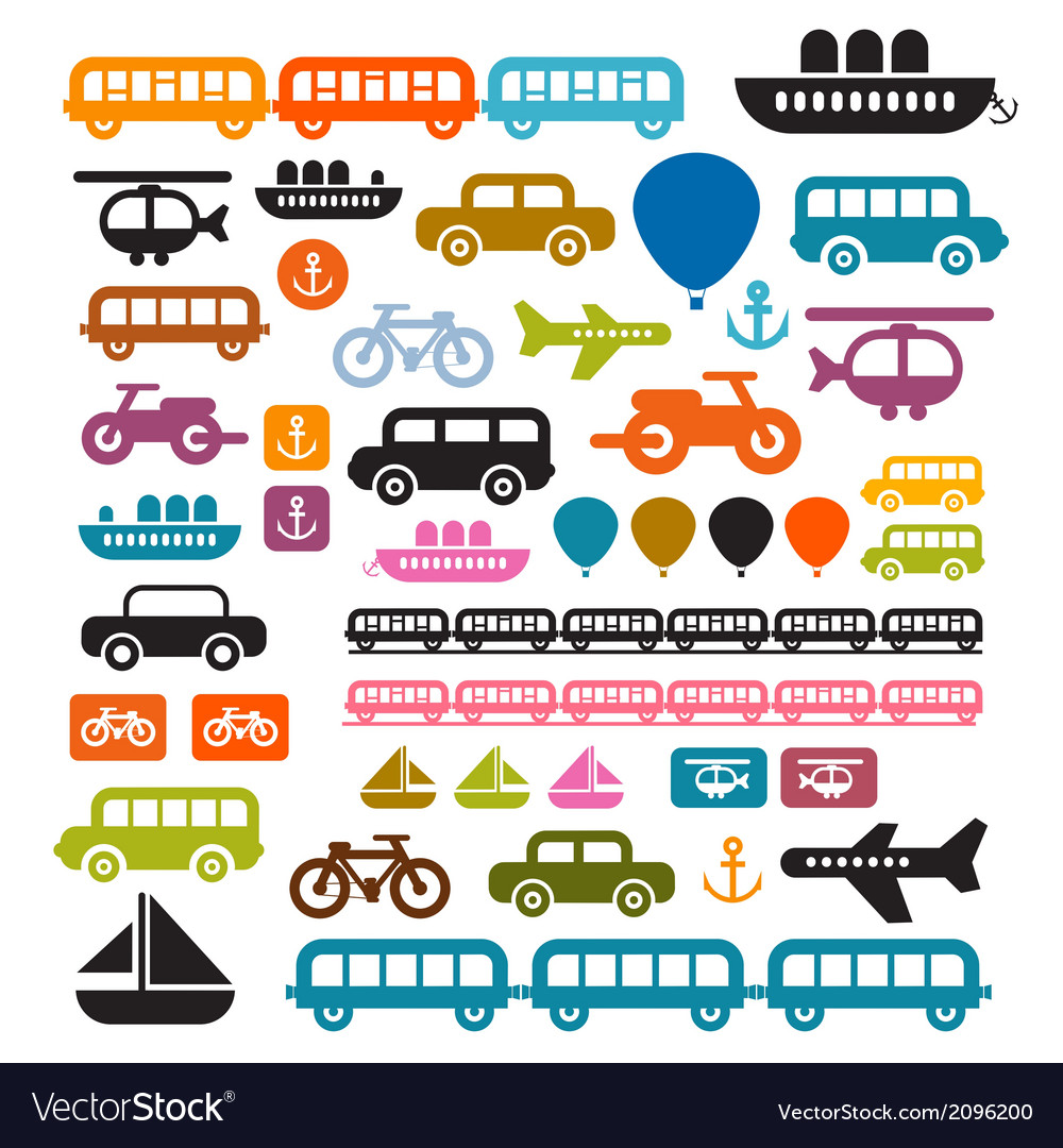 Transportation icons isolated on white background