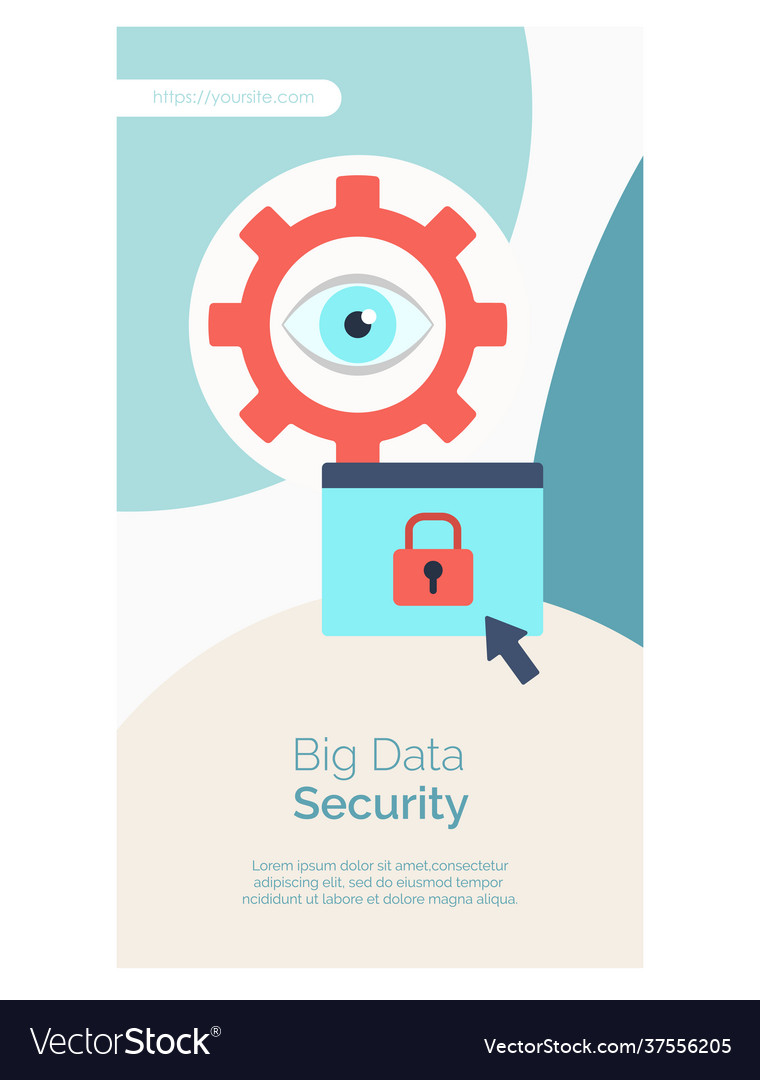 Big data security web page flat design vector image Big data security web page flat design