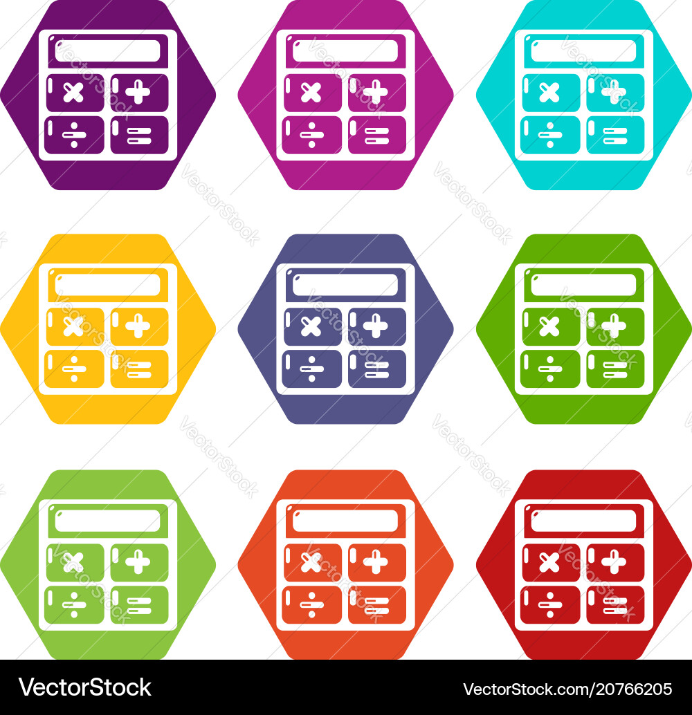 Calculator icons set 9 Royalty Free Vector Image