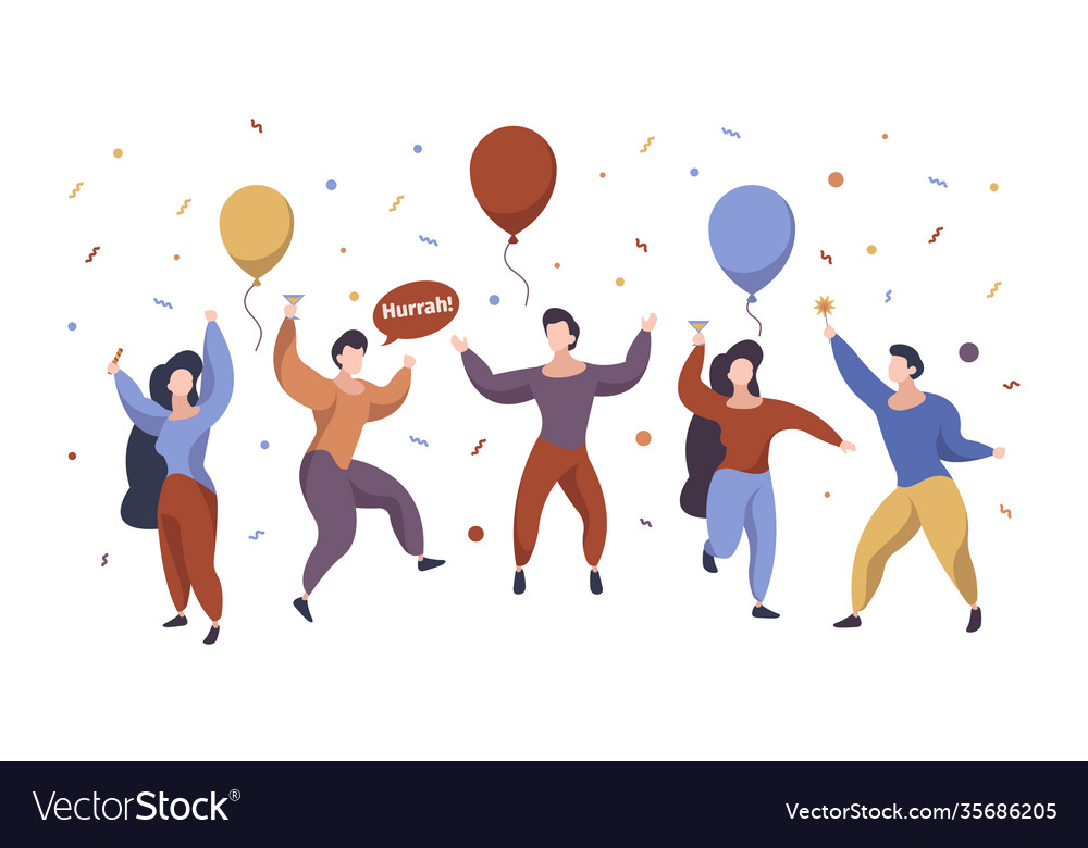 Celebration people happy characters group Vector Image