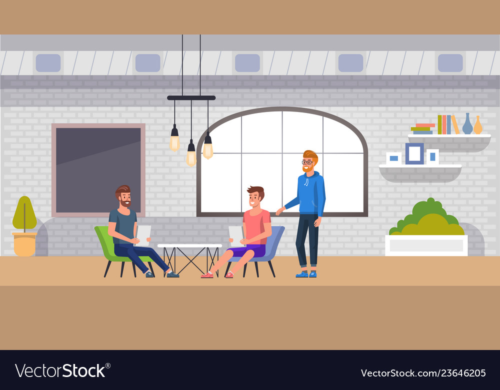 Coworking Space Interior Banner Modern Office Job Vector Image