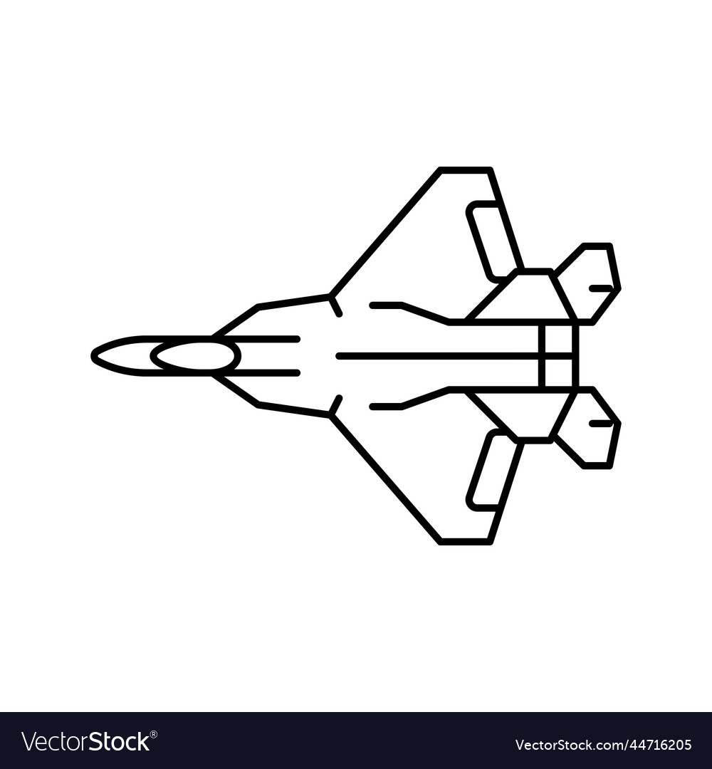 Fighter Jet Airplane Aircraft Line Icon Royalty Free Vector