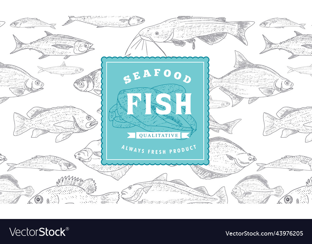 Fish label with seamless pattern