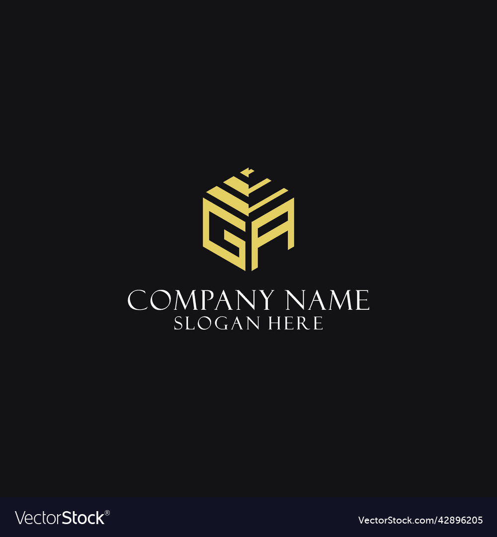 Ga initial monogram with hexagon shape logo