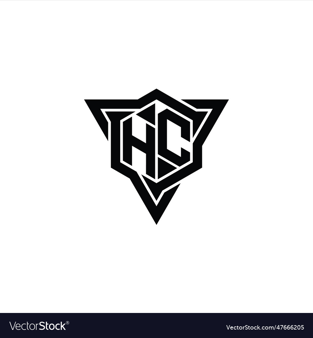 Hc logo monogram hexagon shape with triangle Vector Image Hc logo monogram hexagon shape with triangle