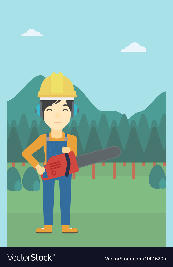 Lumberjack with chainsaw