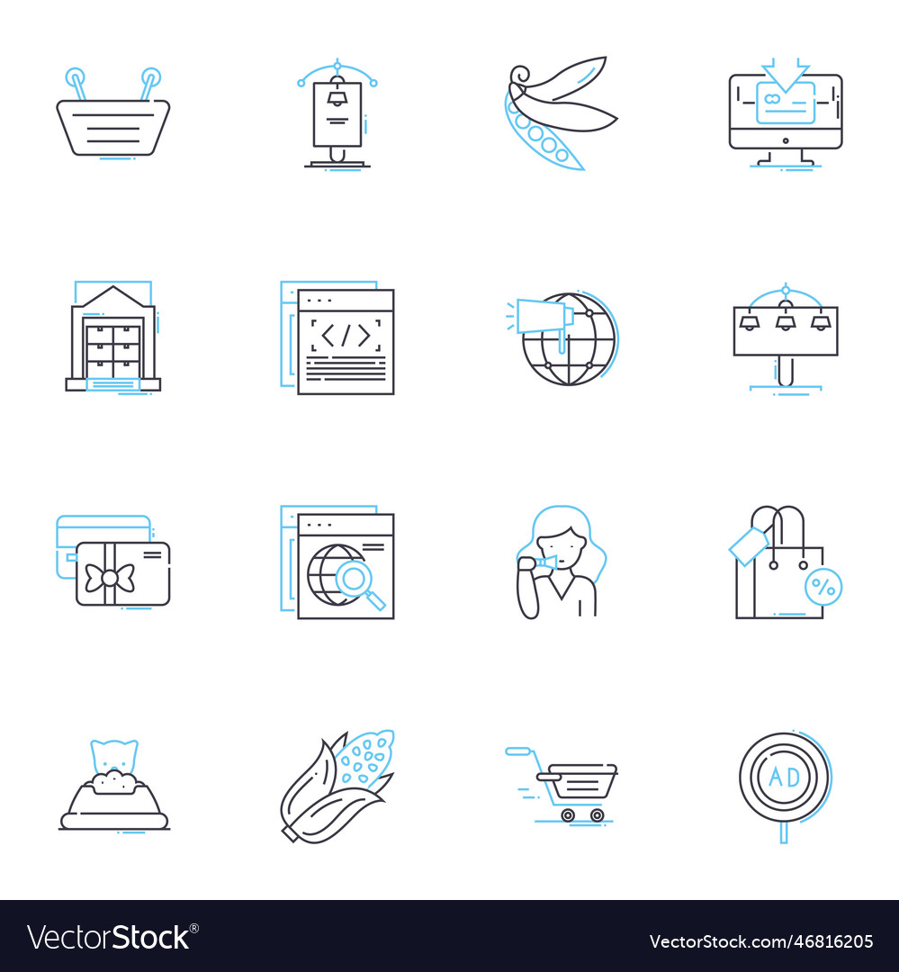 Marketplace square linear icons set bazaar vector image Marketplace square linear icons set bazaar