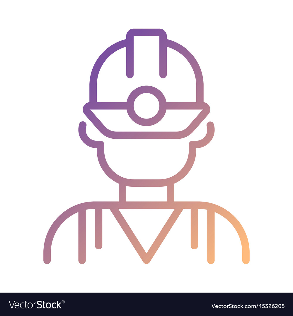 Miner pixel perfect gradient linear icon vector image Miner pixel perfect gradient linear icon