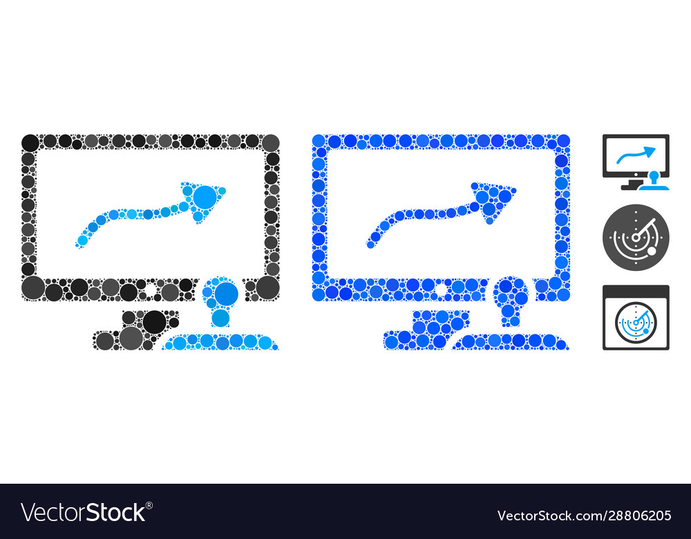 Path control monitor composition icon circles vector image Path control monitor composition icon circles