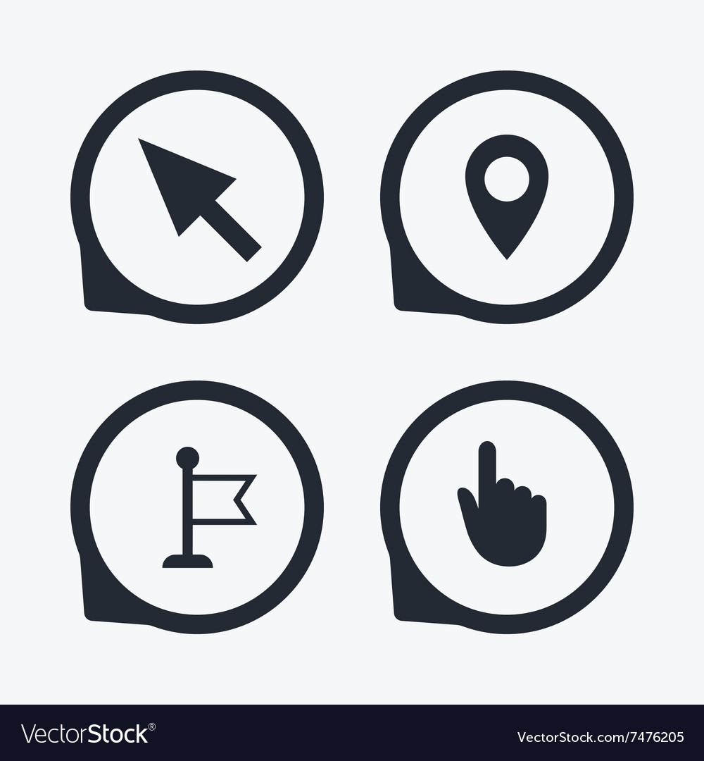 Pointer Icons: Hand, Flag, and Location