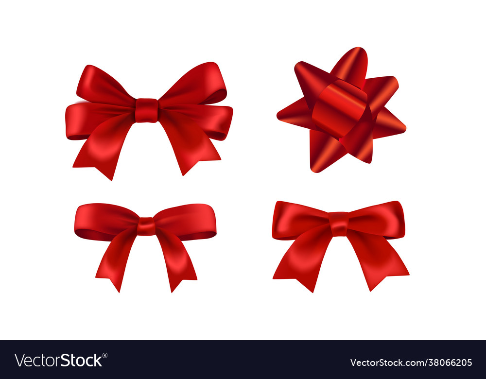 Reb bows realistic collection Royalty Free Vector Image