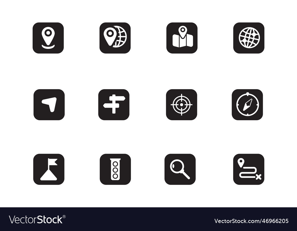 Set of location and navigation icons