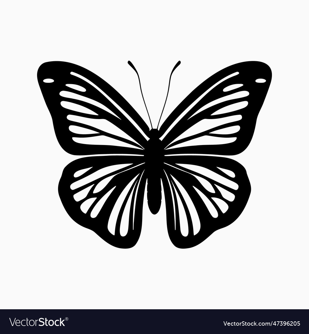 Silhouette of butterfly monochrome Royalty Free Vector Image