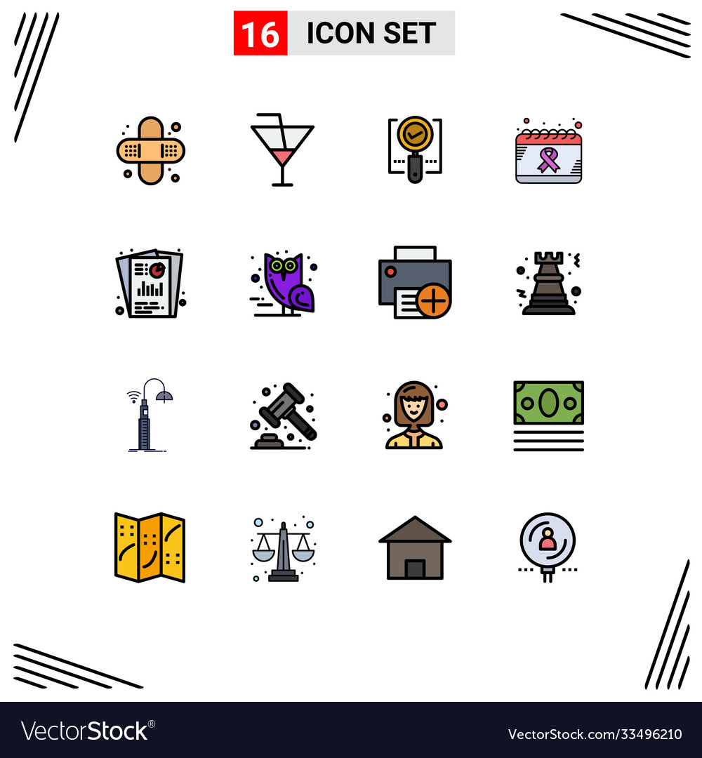 16 user interface flat color filled line pack