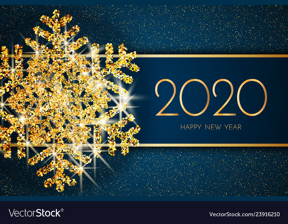 2020 happy new year greeting card gold snowflake Vector Image