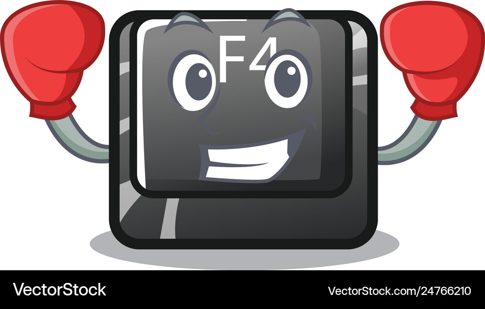 Boxing f4 button installed on cartoon keyboard Vector Image