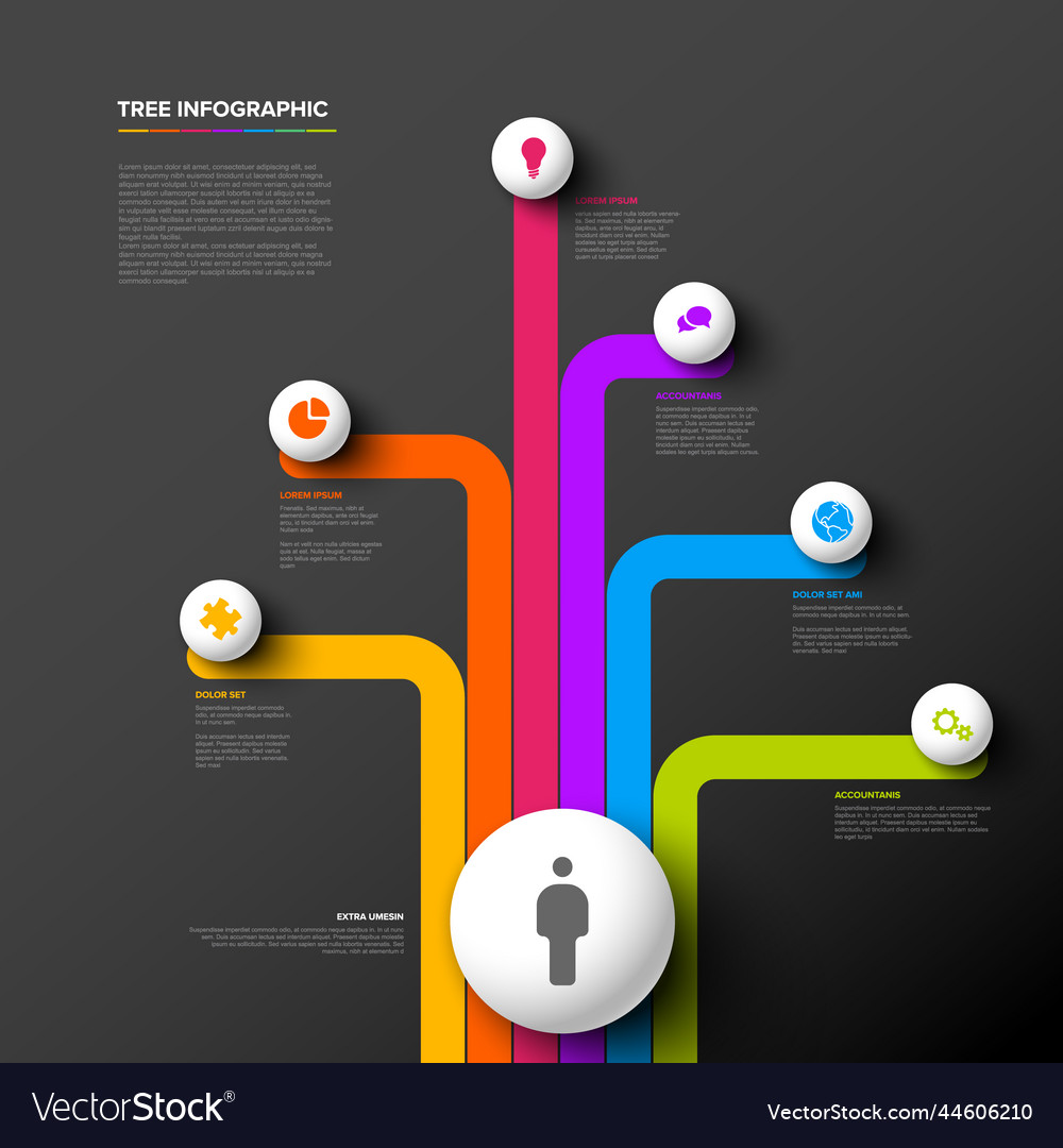 Dark tree infographics template with various vector image Dark tree infographics template with various