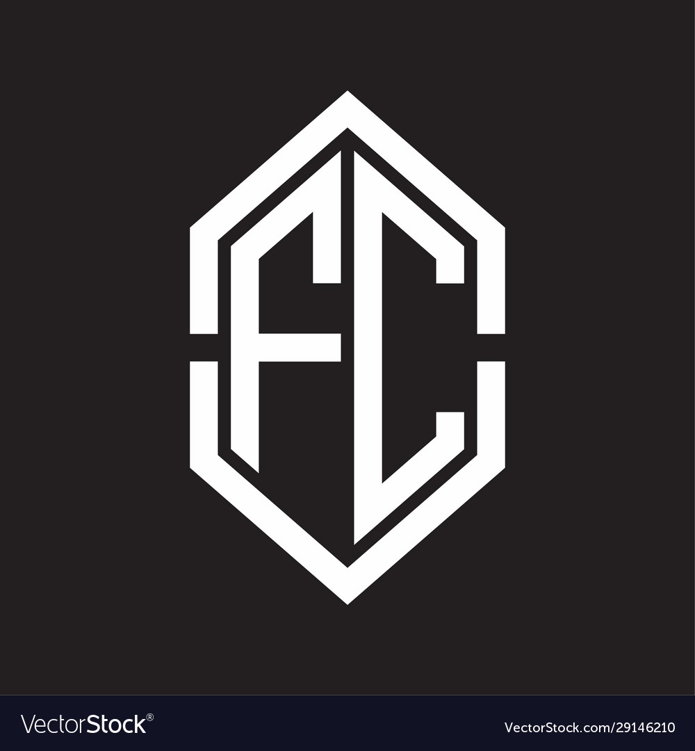 Fc logo monogram with hexagon shape and outline