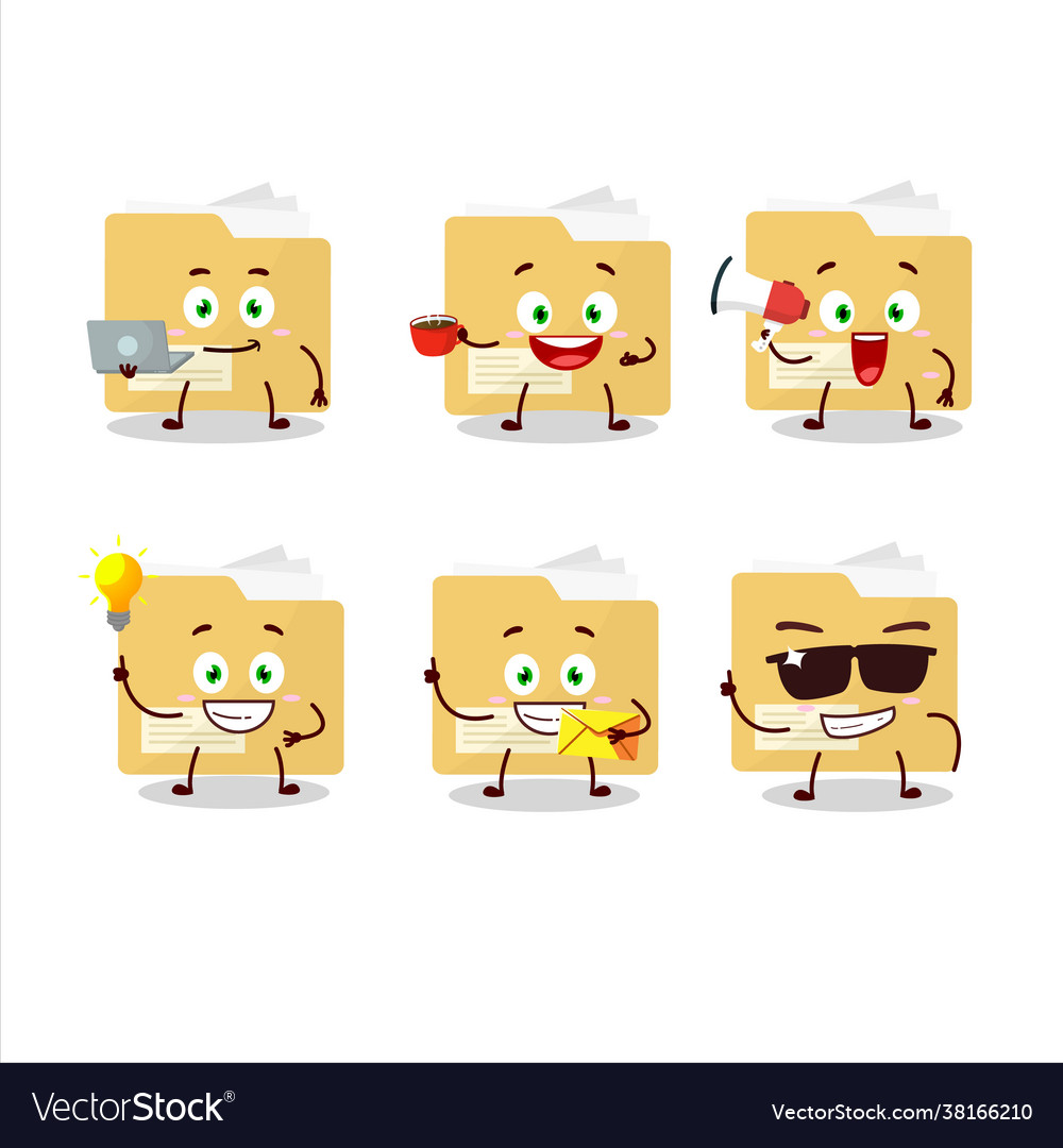 File folder cartoon character with various types