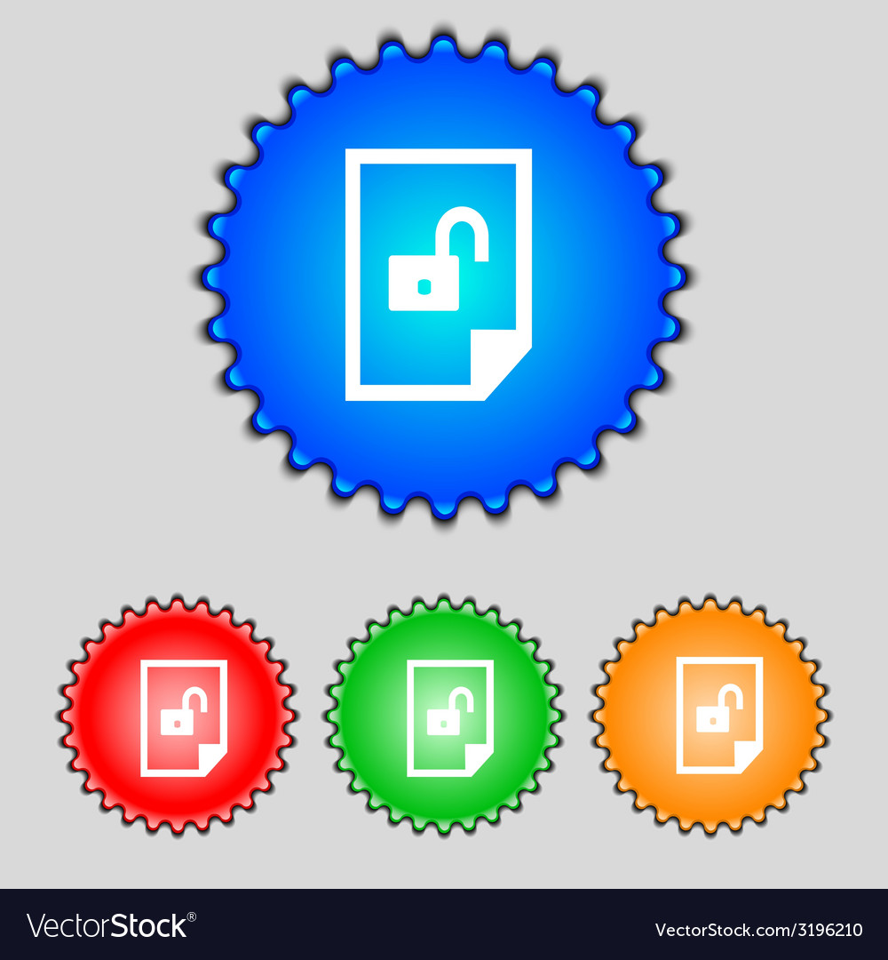 File unlocked icon sign set of coloured buttons