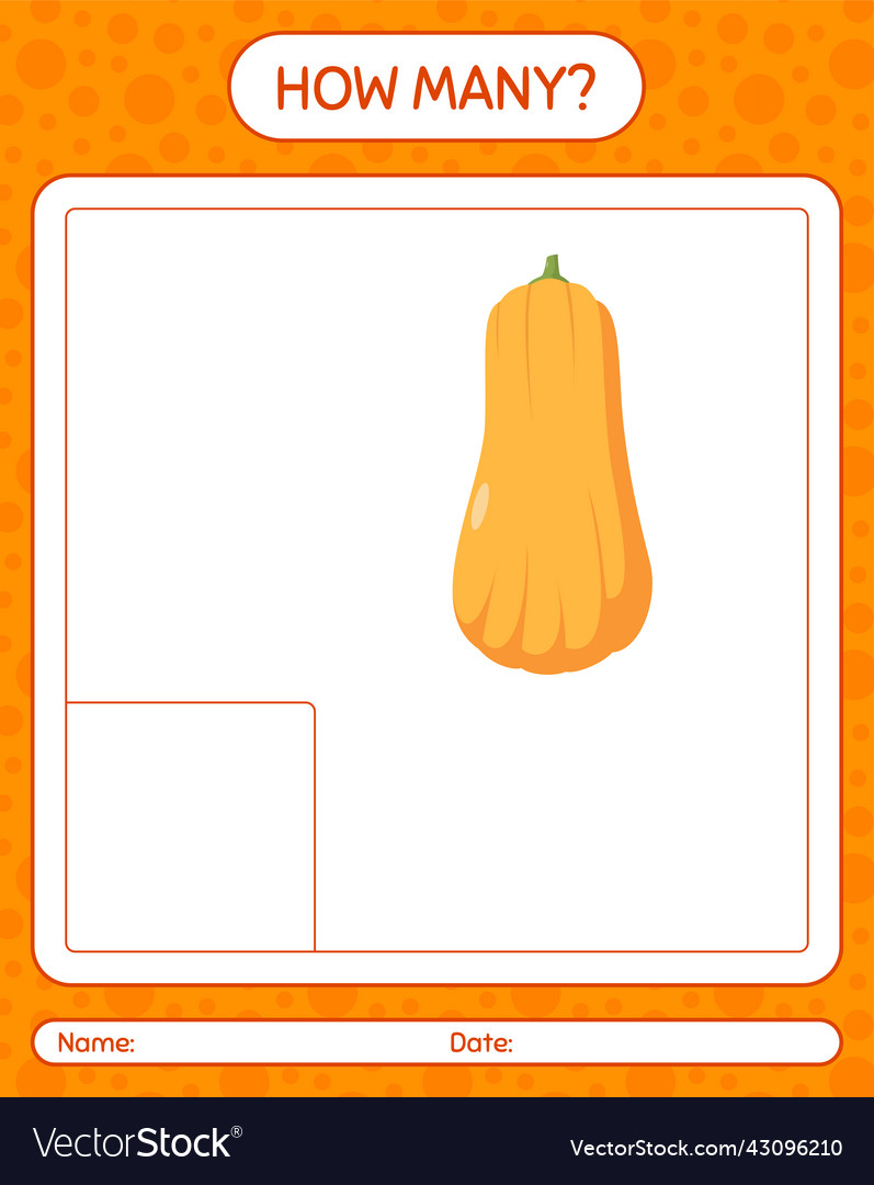 How many counting game with squash worksheet vector image How many counting game with squash worksheet
