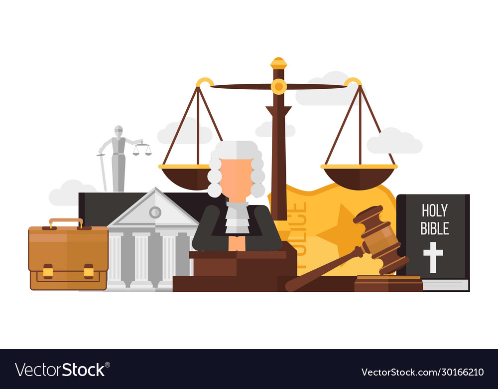 Law and justice set isolated on white flat vector image Law and justice set isolated on white flat