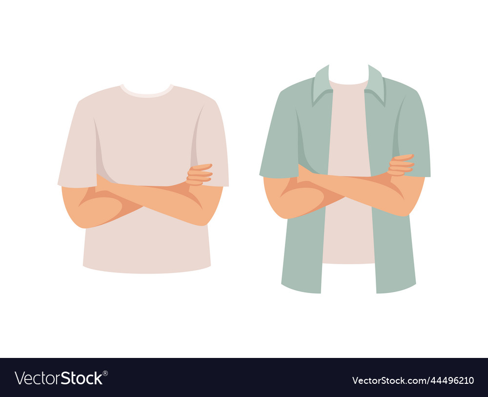 Man character folded arms as constructor vector image Man character folded arms as constructor