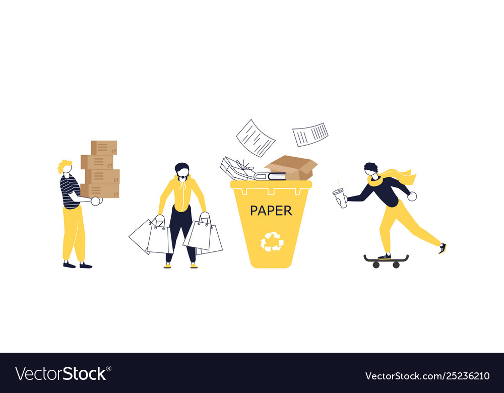 People characters are collecting garbage Vector Image People characters are collecting garbage