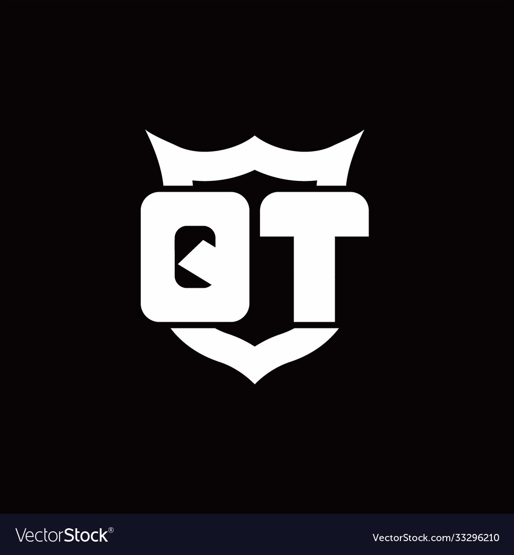 Qt logo monogram with shield around crown shape