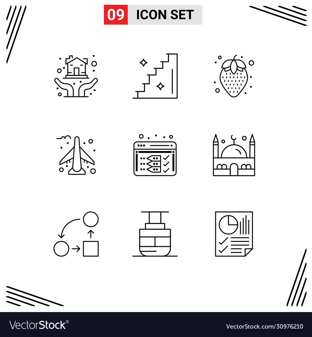 Set 9 modern ui icons symbols signs for islam