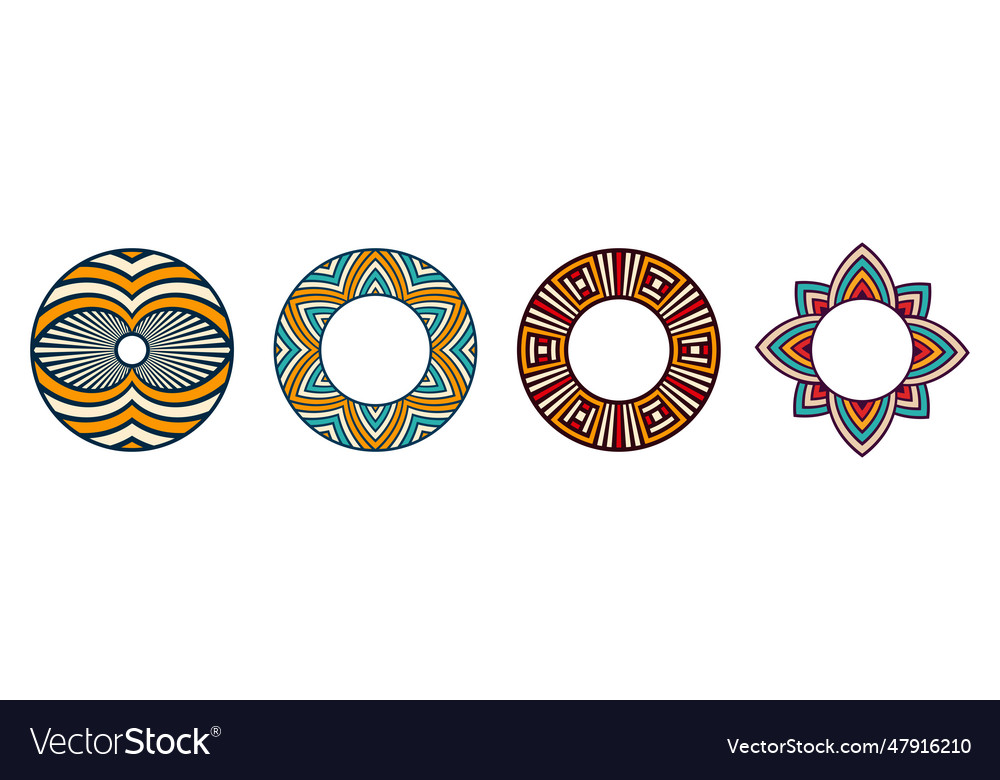 Set of abstract round meanders circular colorful Vector Image Set of abstract round meanders circular colorful