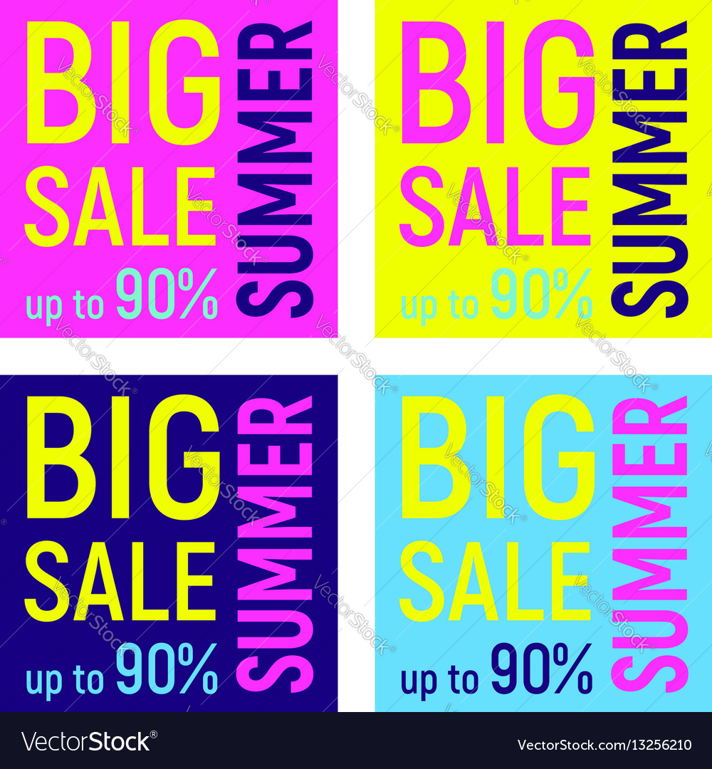 Set of four big sale banners geometric memphis
