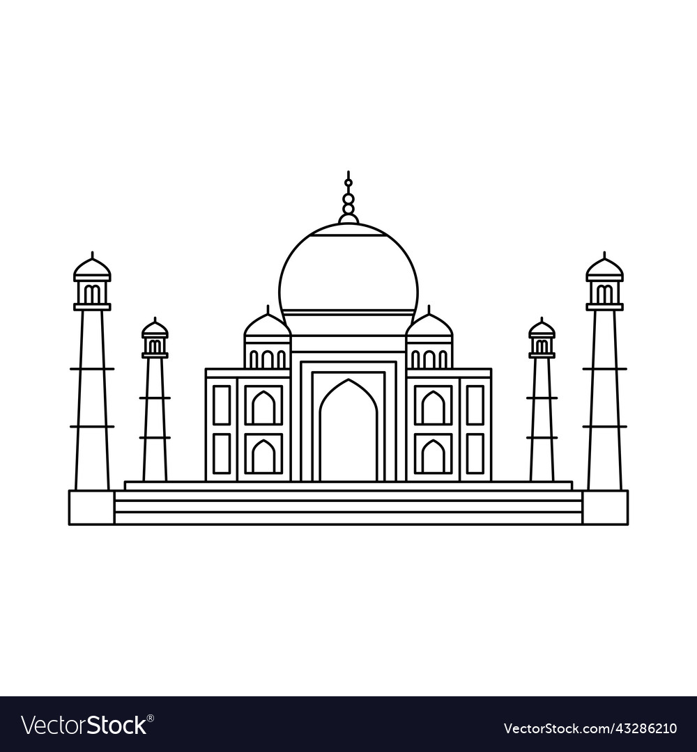 Taj mahal famous landmark Royalty Free Vector Image