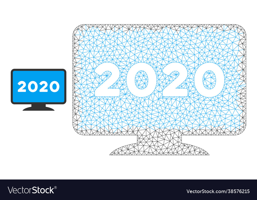 2020 display screen mesh wire frame model vector image 2020 display screen mesh wire frame model