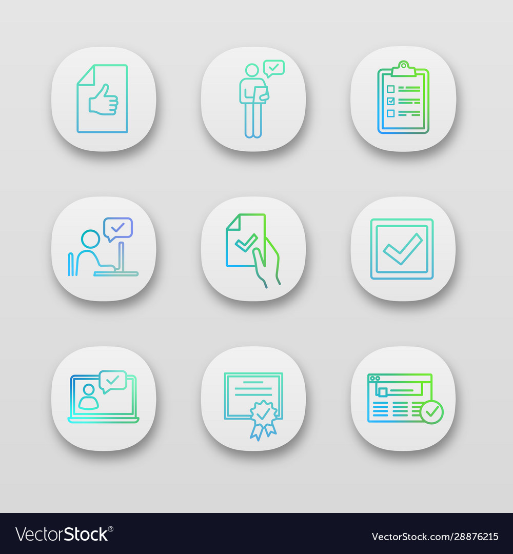Approve app icons set vector image Approve app icons set