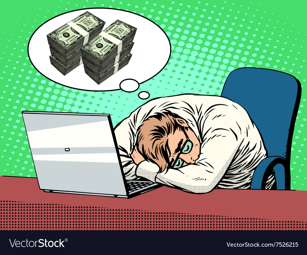 Businessman dreams of money Royalty Free Vector Image