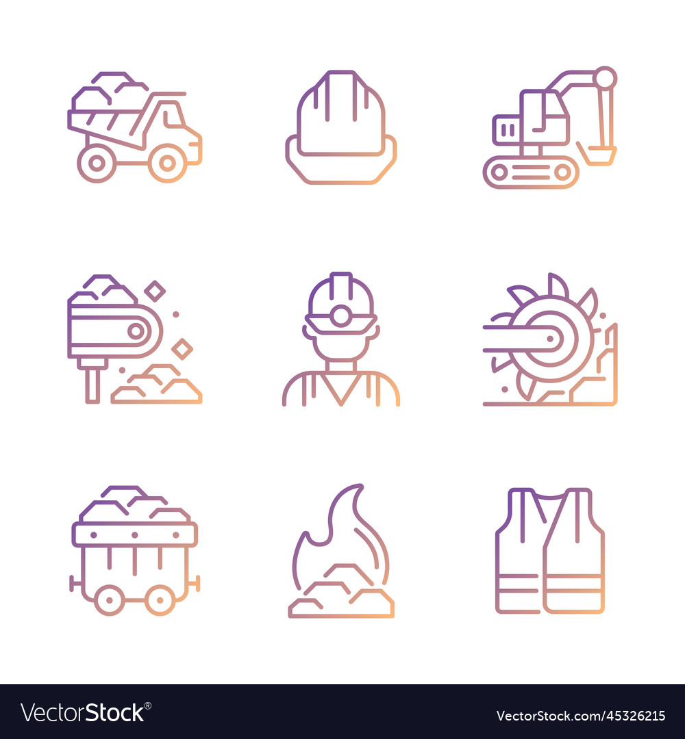 Coal extraction pixel perfect gradient linear vector image Coal extraction pixel perfect gradient linear
