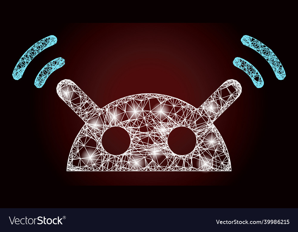 Flare hatched mesh robot radio signal with glare vector image Flare hatched mesh robot radio signal with glare