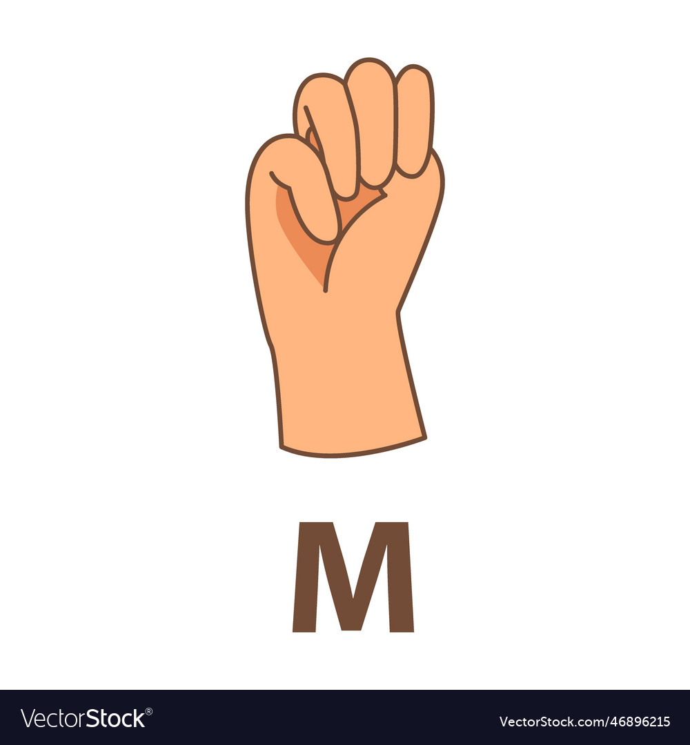 Hand showing letter m sign language alphabet Vector Image