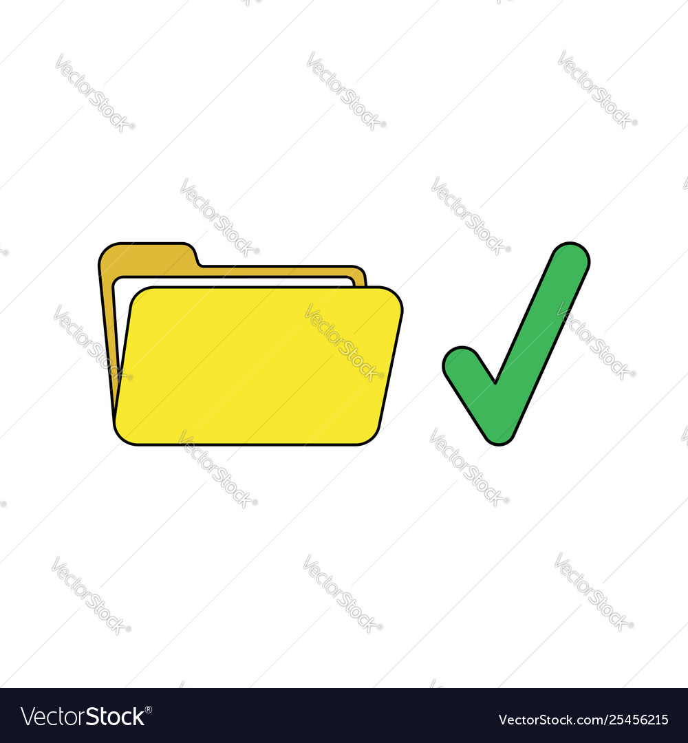 Icon concept open folder with check mark black Vector Image Icon concept open folder with check mark black