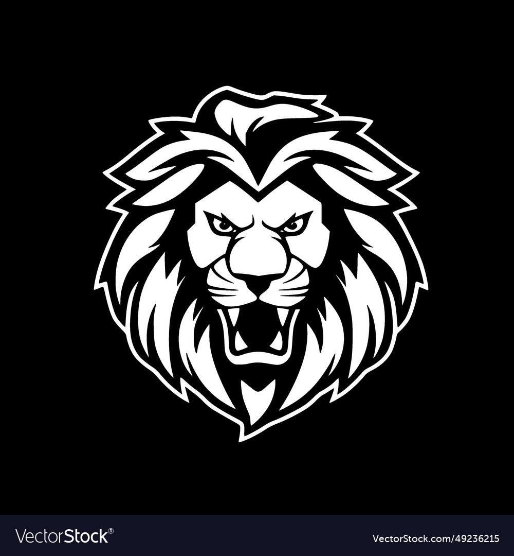 Lion - black and white Royalty Free Vector Image