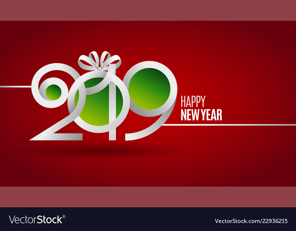 New 2019 year paper greeting card vector image New 2019 year paper greeting card