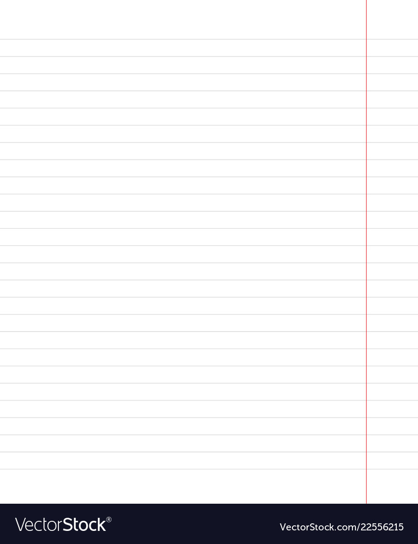 Notebook page template with lines vector image Notebook page template with lines