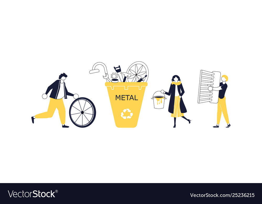 People characters are collecting garbage Vector Image People characters are collecting garbage