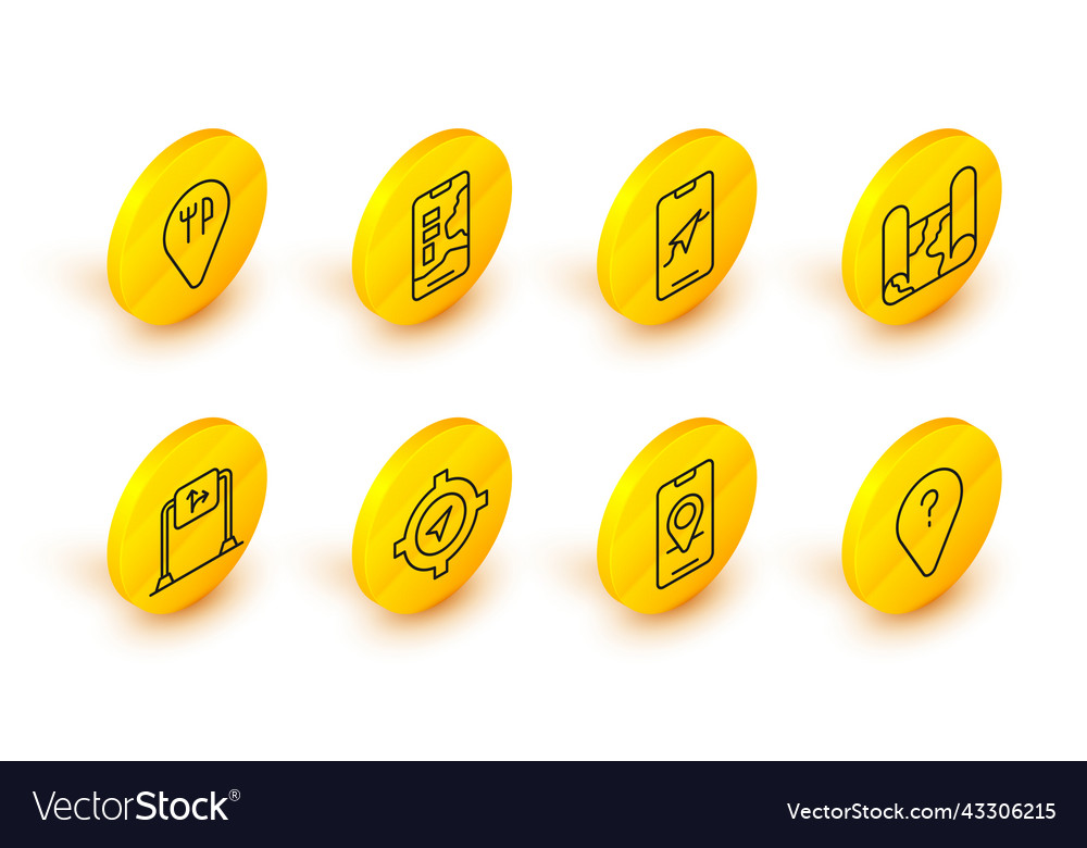 Set line unknown route point city map navigation vector image Set line unknown route point city map navigation
