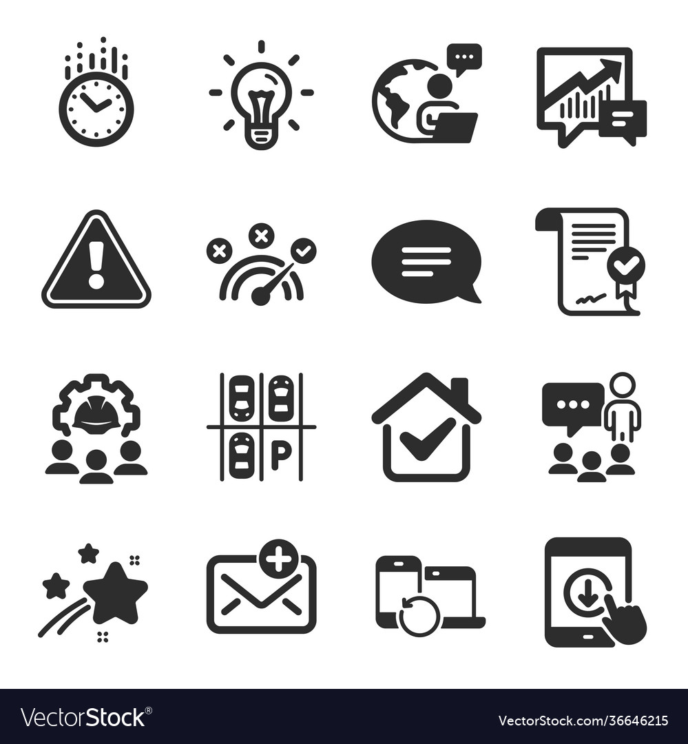 Set technology icons such as new mail chat