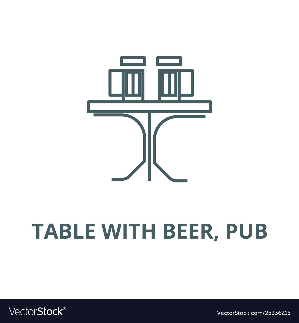 Table with beer pub line icon linear