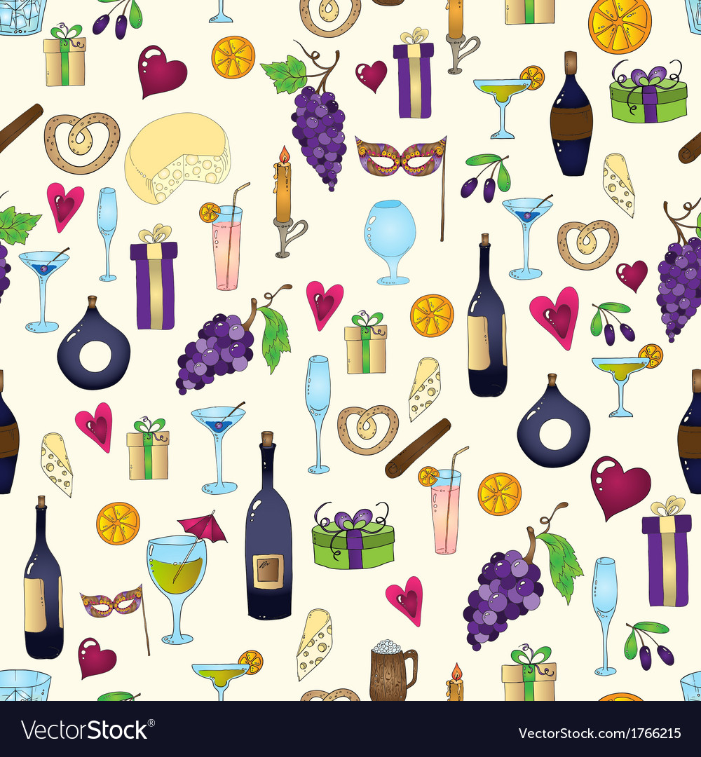 Wine and cocktail seamless background holiday