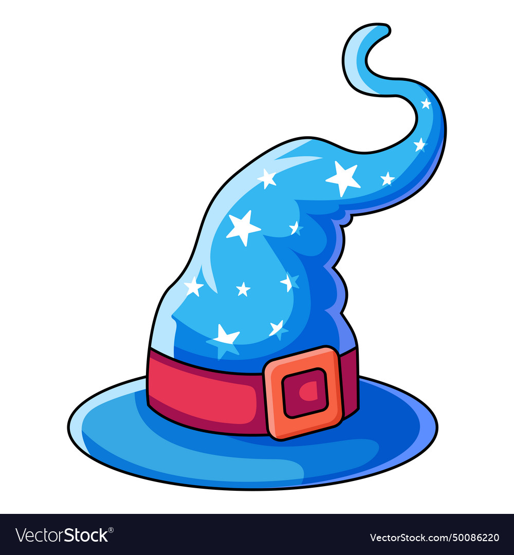 Blue wizard hat with stars Royalty Free Vector Image