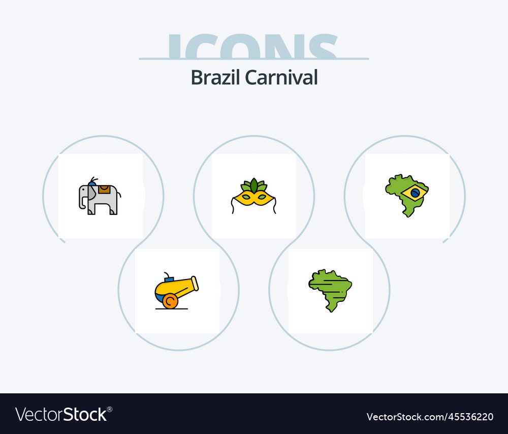 Brasilien Fasching Linie gefüllt Icon Pack 5